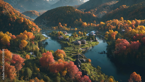 Enchanted Hours: Countryside Landscapes in Autumn and Spring - Generated AI