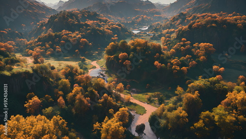 Enchanted Hours: Countryside Landscapes in Autumn and Spring - Generated AI
