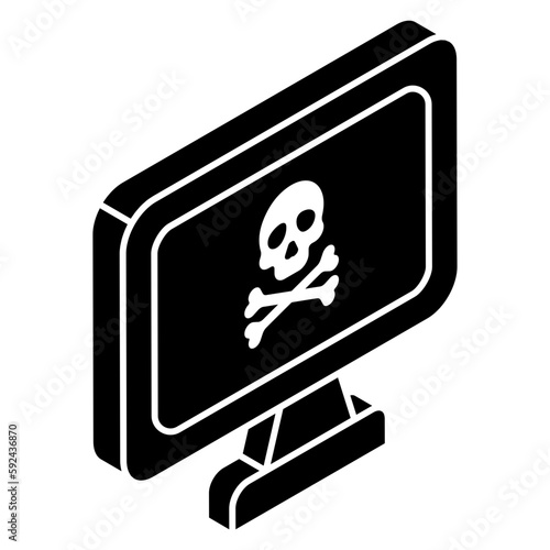 A flat design icon of web hacking 