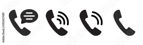Phone icon set. Call sign. Telephone symbols. Contact us icon. Flat style.. Vector illustration