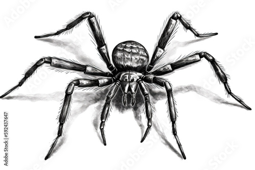 Spider isolated on white with a shadow Generative AI