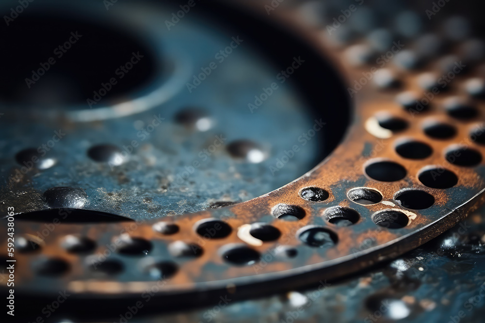 perforated metal background texture. Texture of worn metal mesh. Post-processed generative AI perforated metal background texture. Texture of worn metal mesh. Post-processed generative AI