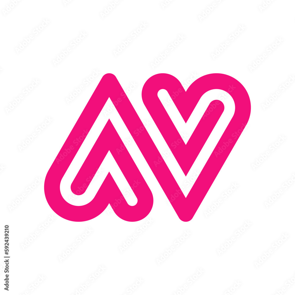 Letter AV or N heart logo design Letter AV or N heart logo design