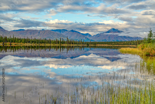 Lake reflection along the Denali Highway in Alaska