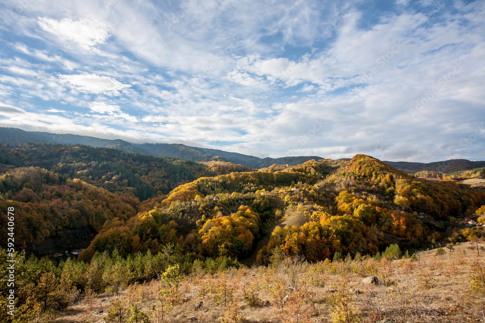 Fototapeta premium Colorful mountain landscape. Autumn in the mountains.