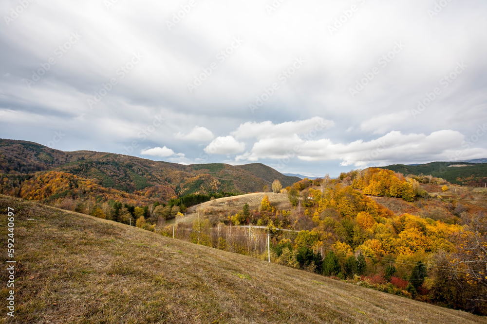 Naklejka premium Colorful mountain landscape. Autumn in the mountains.