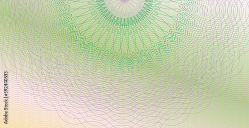 Green guilloche background with half rosette 