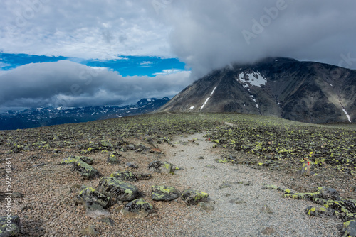 The hiking trail over the  Besseggen Ridge in Jotunheimen National Park photo