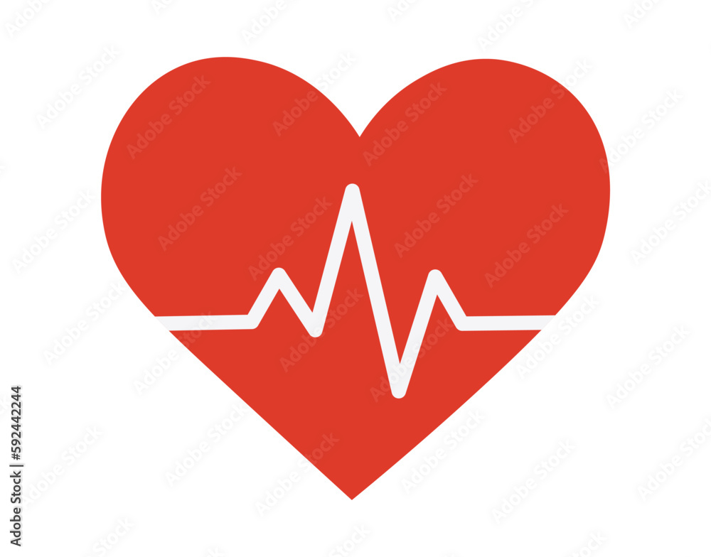 Red Heart with Heartbeat Sign.
Red Heart with Heartbeat Sign.