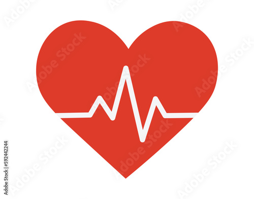 Red Heart with Heartbeat Sign. 
