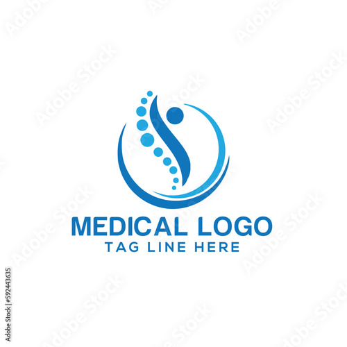 simple chiropractic logo. silhouette of active people and spine. spinal care vector template illustration
