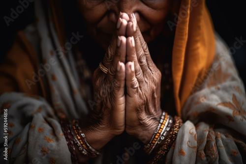woman hand asking God for forgiveness, prayer to the lord generative ai