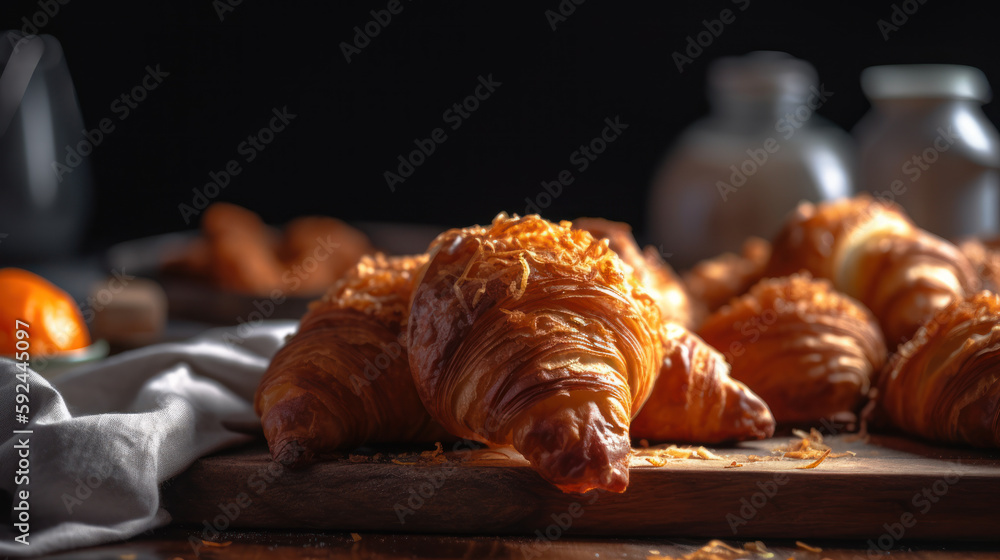 french pastries, bakery croissants generative ai