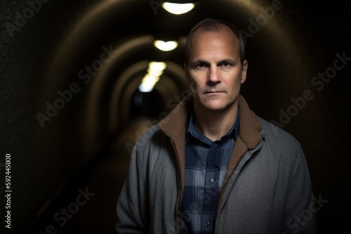 Portrait of a middle-aged man standing in a tunnel. © Robert MEYNER