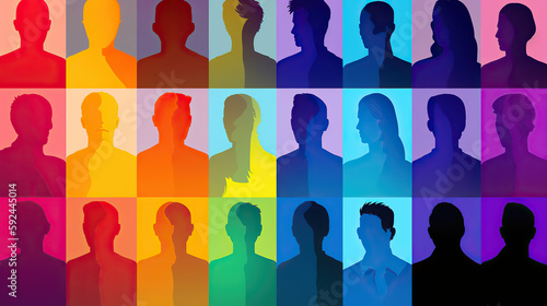 Silhouettes of people with the LGBT colors