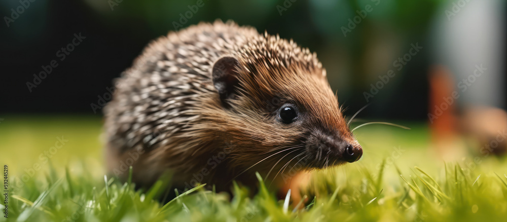 panorama hedgehog on a green lawn generative ai panorama hedgehog on a green lawn generative ai