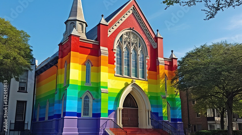 Church painted with LGBT colors photo