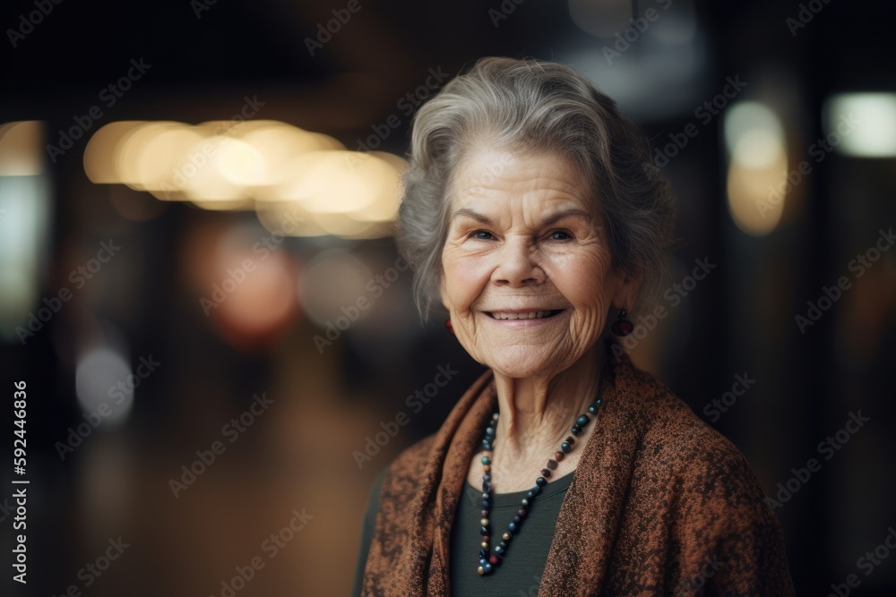 Portrait of a smiling senior woman in the lobby of a hotel Portrait of a smiling senior woman in the lobby of a hotel