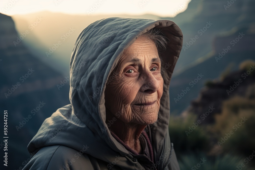 Portrait of an elderly woman in the Grand Canyon National Park, Arizona, USA