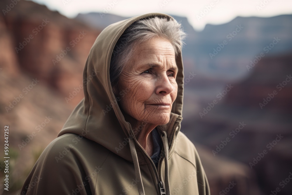 Portrait of an elderly woman in the Grand Canyon National Park, Arizona