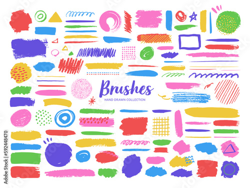 手書きの絵具・インク・鉛筆のブラシテクスチャセット