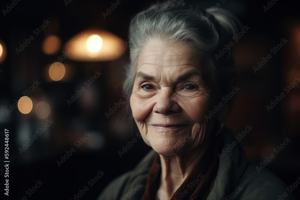 Portrait of a smiling senior woman looking at the camera in a cafe Portrait of a smiling senior woman looking at the camera in a cafe