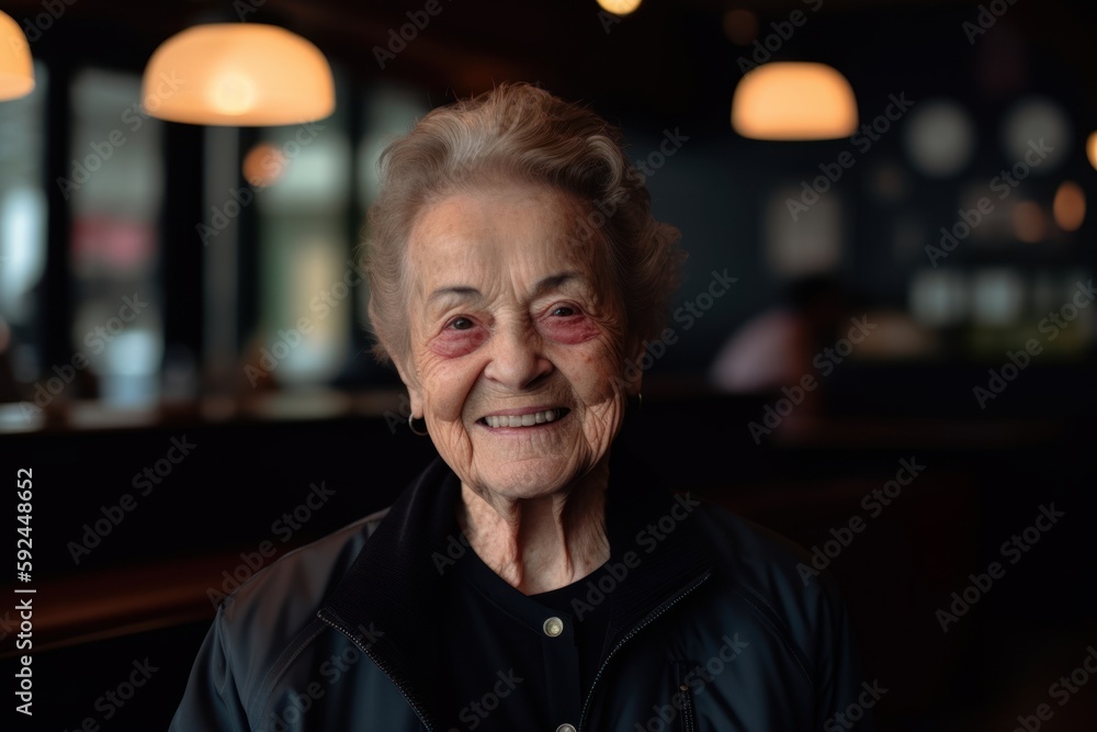 Portrait of a smiling senior woman in a cafe, looking at camera Portrait of a smiling senior woman in a cafe, looking at camera