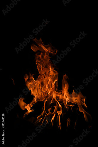 Fire blaze flames on black background. Fire burn flame isolated  abstract texture. Flaming explosion with burning effect. Fire wallpaper  abstract art pattern with copy space.