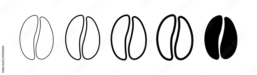 Coffee bean set. Isolated coffee beans on white background Coffee bean set. Isolated coffee beans on white background