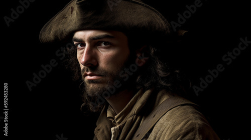 Fotografie, Tablou An epic portrait of an American Revolutionary Soldier, a soldier of the American