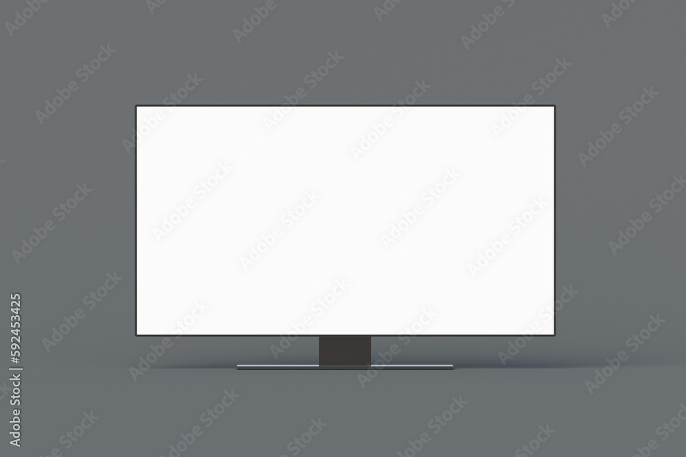 Modern tv with white isolated screen. Home cinema. New film premiere. Cinematography industry. 3d render Modern tv with white isolated screen. Home cinema. New film premiere. Cinematography industry. 3d render