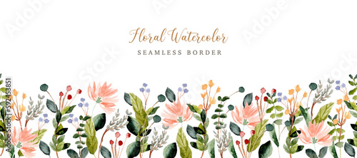 wildflower watercolor seamless border