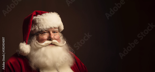 Christmas, Santa Clause on a dark background with room for text or copy, ai generated