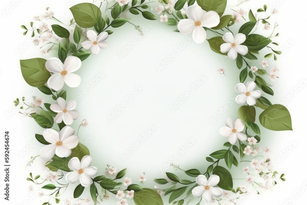 Fototapeta premium Elegant Floral Frame with Central Copy Space, Generative AI