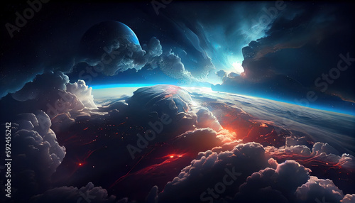 Splendid background cloudscape above the earths atmosphere. AI generated © ArtStage