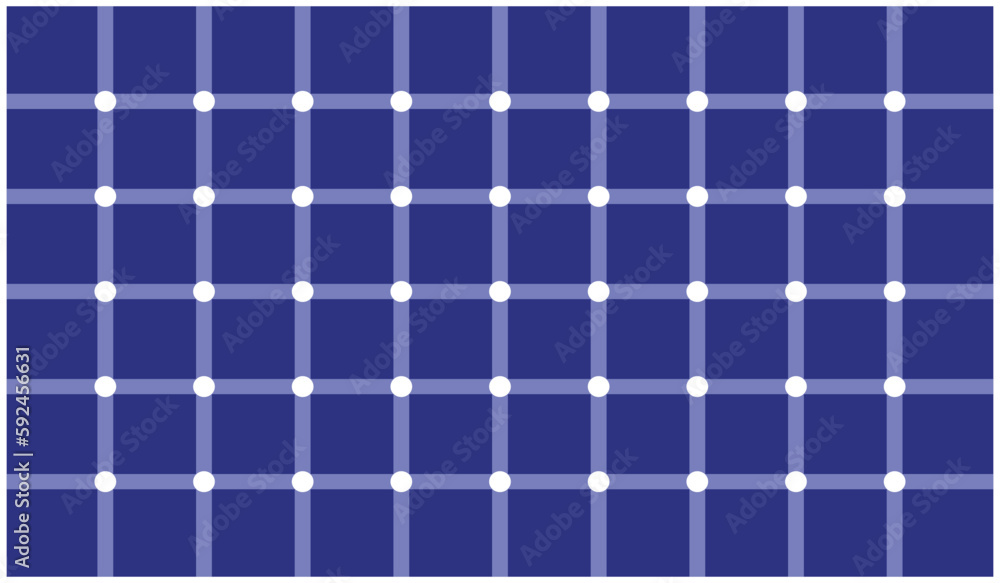 Illustration of a blue checkered background with white dots. White dots illusion in blue background. Suitable for use as an illustration of the illusion of white dots that appear black Illustration of a blue checkered background with white dots. White dots illusion in blue background. Suitable for use as an illustration of the illusion of white dots that appear black