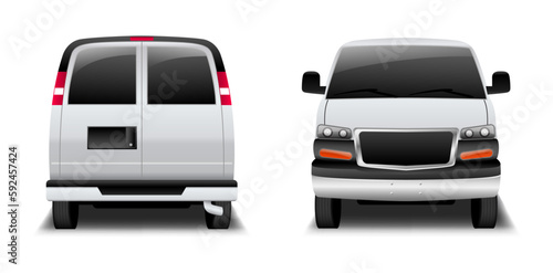 realistic white classic minivan cargo isolated - 3d illustration