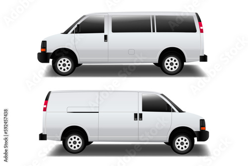 realistic white classic minivan cargo isolated - 3d illustration