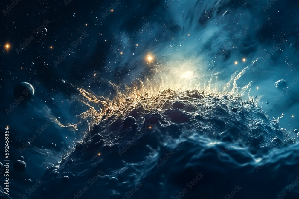 Fototapeta premium deep space, a planet explosion, wallpaper, background, generative ai