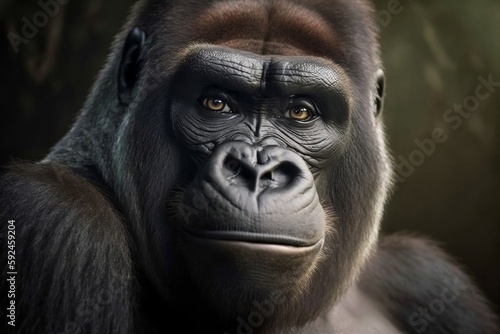 Close-Up Portrait of a Happy Gorilla Model Posing. AI © Usmanify