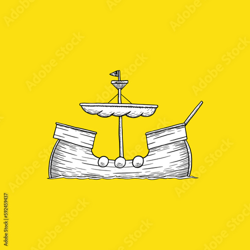 medieval merchant ship. vintage style. - vector