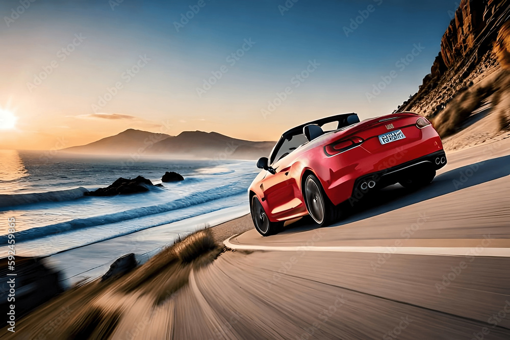 Naklejka premium car driving on the road generated by AI tools