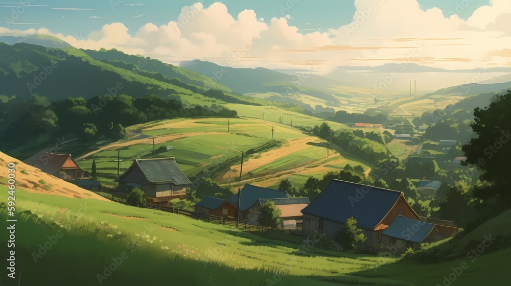 Anime Village art city anime village orginal scenery HD wallpaper   Peakpx
