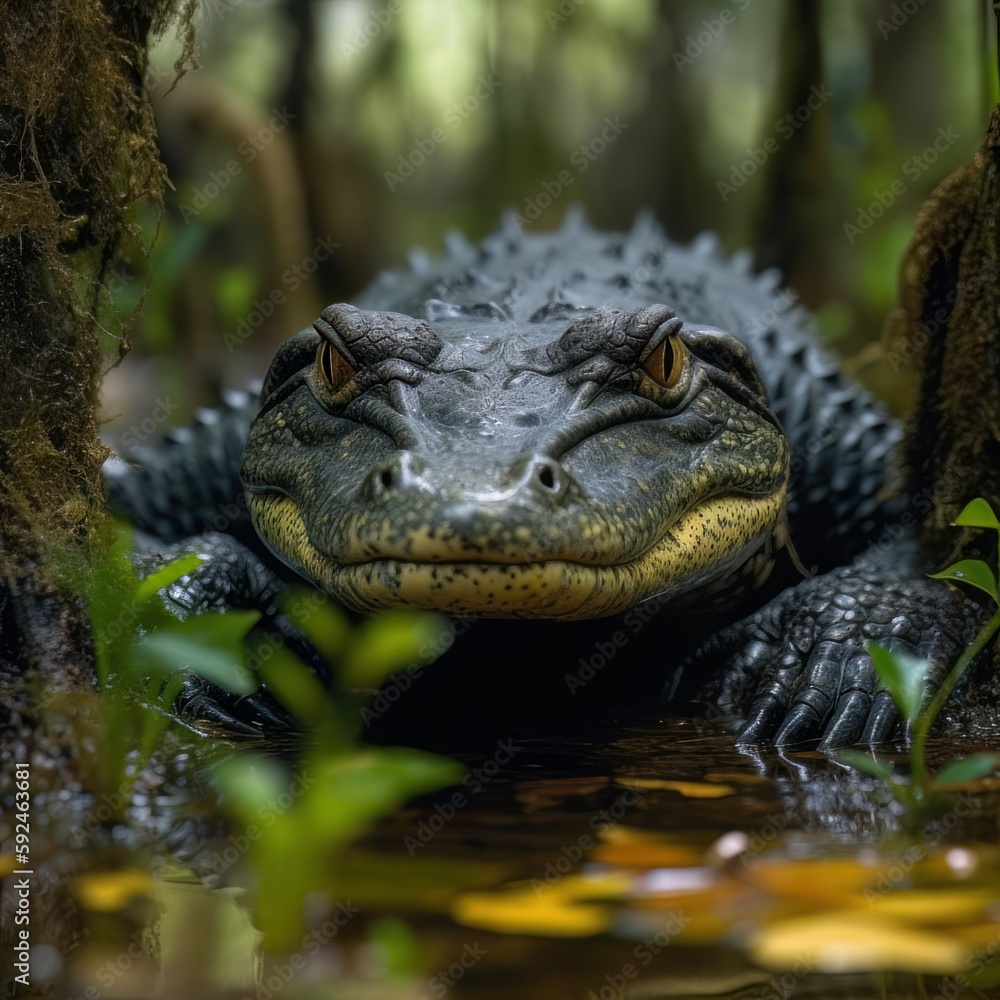 Fototapeta premium Florida alligator in the Everglades. Generative AI