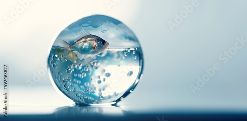 Wallpaper Mural A beautiful fish in drop water. concept of ecology, nature conservation, environmental protection. Illustration generated by AI Torontodigital.ca