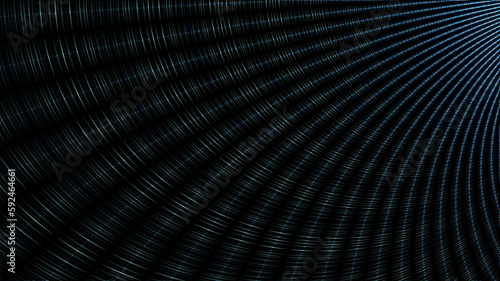 Illustration of a dark background with curved patterned stripes with effects