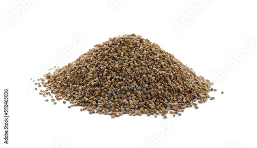 Pile of celery seeds isolated on white