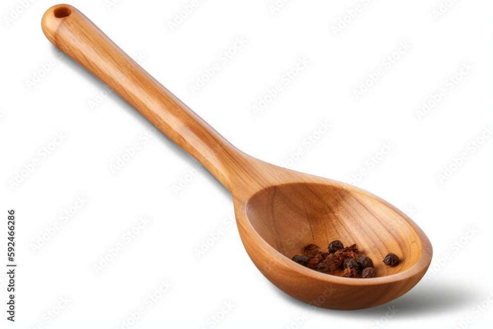 Wood spoon isolated on transparent png. Generative AI Wood spoon isolated on transparent png. Generative AI