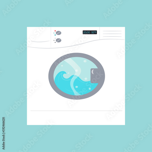 Vector illustration of a cartoon washing machine washer logo background graphic