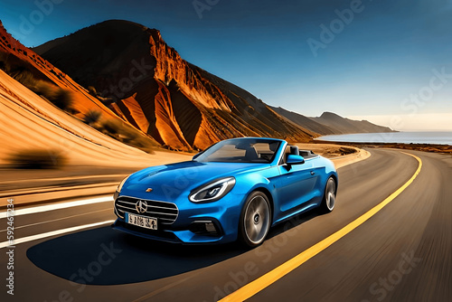 the blue cabriolet on the west coast generated by AI tools